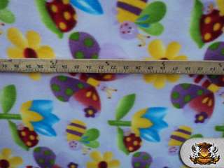 POLAR FLEECE FABRIC PRINTED *BEE GARDEN* BTY  