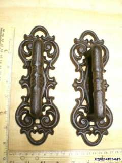 Lg Heavy ornate DOOR PULL HANDLES 8x3 Solid cast iron  