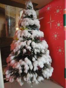 NOS Vtg Lighted BOTTLE BRUSH Flocked CHRISTMAS ST NICK TREE Add 