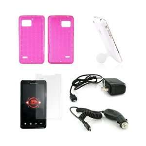  5 Item Bundle w Hot Pink Crystal Silicone Case, Screen 