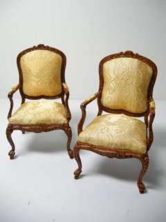 Dollhouse Famous Maker Furniture 3596 Walnut Arm Chairs  