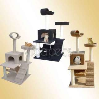   Black Light Beige Cat Tree House Condo Scratcher Furniture  