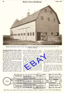 NEAT 1924 GAMBREL ROOF DAIRY BARN PLAN 46 COW STALLS  