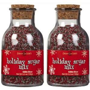 Dean Jacobs Holiday Sugar Mix Glass Jar w/ Cork, 5.3 oz, 2 pk  