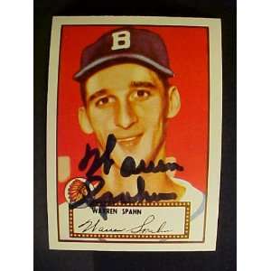 Warren Spahn Boston Braves #33 1952 Topps Reprints Signed Baseball 