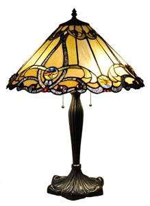   GOLDEN STAINED GLASS TABLE DESK LAMP CUT GLASS TIFFANY STYLE D   18