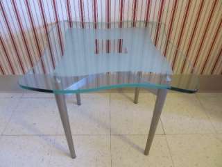 Ethan Allen Radius Handerchief Glass End Table 13  8431 Nickel Plated 