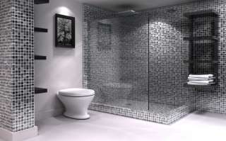 Black/Gray Square Glass Mosaic Tiles   Bathroom  