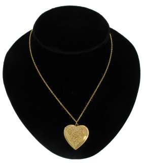 Heart Photo Locket Pendant Necklace Rose Design Gold GP  