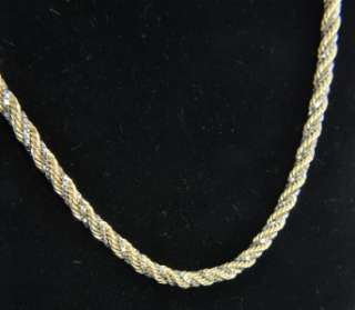   Italian Estate Two Tone 14K Gold Twisted Rope Chain Necklace 20 Heavy