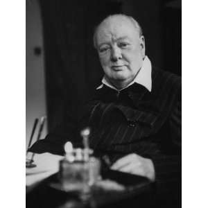  Sir Winston Churchill, Sitting Behind Desk at Chartwell 