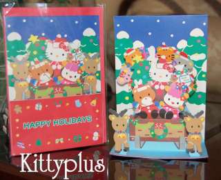   Kitty Christmas Holiday Greeting Card Pop Up Reindeers Sled WoW  