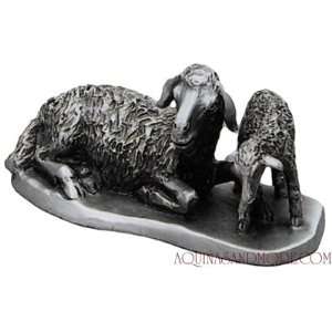 Double Sheep Pewter Nativity Statue 