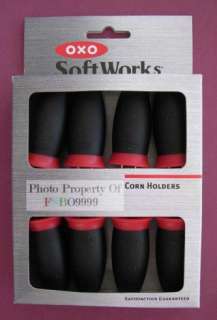 H079 New OXO Soft Works Red & Black Corn Holders 88351  