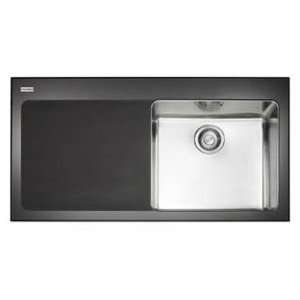   Framed Sink Single Bowl Right Hand Drain Board in Black KBV611B RHD