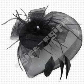 Feather Veil Clips Mini Top Hat Fascinator Burlesque  