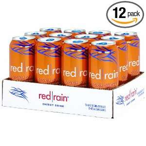 Red Rain Energy Drink, Orange Passionfruit, 16 Ounce Cans (Pack of 12 