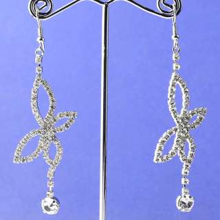 Clear Crystal @Butterfly* Dangle Fashion Hook Earrings  