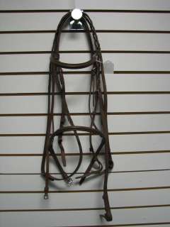 Used Silverfox Snaffle Bridle w Reins Size Horse Brown  