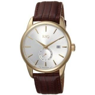 ESQ by Movado Mens 07301372 Chronicle Brown Leather Strap White Round 