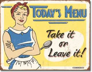 Vintage Retro Tin Sign Funny Todays Menu Kitchen Cook  