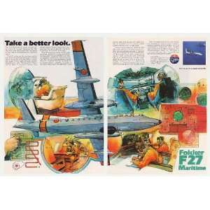 1982 Fokker F27 Maritime Turboprop Aircraft 2 Page Print Ad  