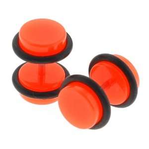  Orange Acrylic Fake Plugs   16g ear wire   8mm   Sold as a 