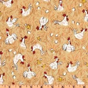  44 Wide Farm Out Chickens Tan Fabric By The Yard Arts 