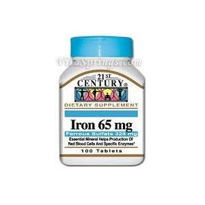  Iron 65 mg ( Ferrous Sulfate ) 100 Tablets, 21st Century 