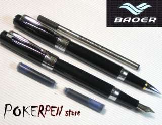 Baoer Fountain Pen &roller ball+5 CARTRIDGE+ 2 REFILL W  