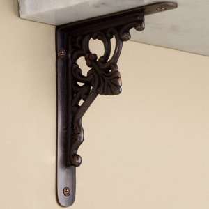  Fleur de Lis Brass Shelf Bracket   4 3/4 x 3 7/8   Oil 