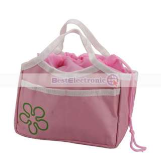 New Pink Handle Lunch Bag Insulation Bag Handbag Tote  