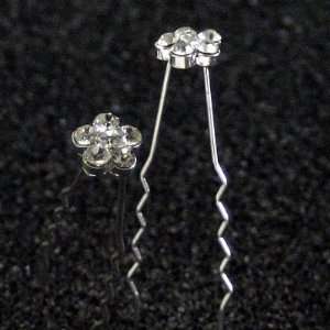   Beautiful Elegant 6 Crystals Flower Hair Pins Sticks [PACK OF 6