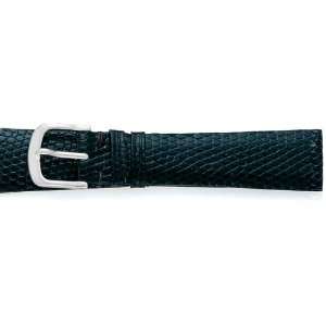   18mm Black Short Genuine Lizard Leather Flat watch strap Jewelry