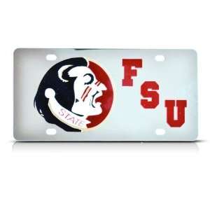 Fsu Florida Metal Mirror Finish Metal College License Plate Wall Sign 