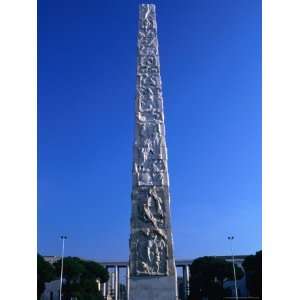  Carved Stone Obelisk on Piazza Marconi, Rome, Italy 