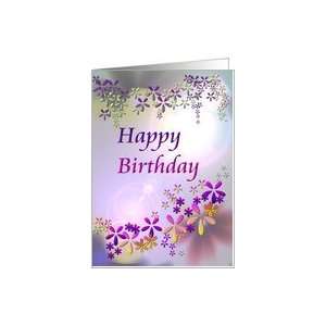  Birthday, Abstract floral garlands in purple, pink and 