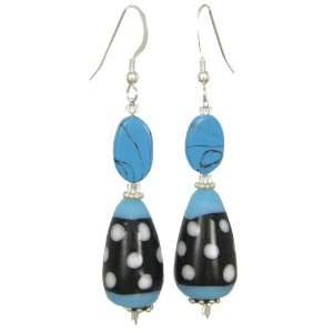 AM4505   unique turquoise gemstone bead and spotted bead earrings by 