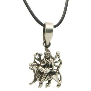   Finish Oxidized Sterling Silver Hindu Goddess Durga Pendant Jewelry