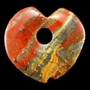 50mm rainbow jasper heart gogo donut pendant bead