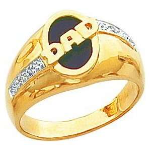  14K Gold Onyx & Diamond Mens Dad Ring Sz 10 Jewelry