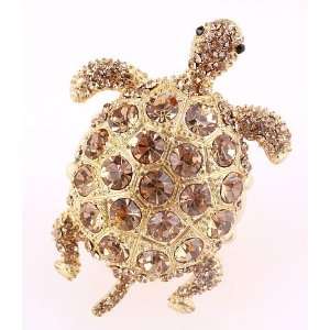  Elegant Gold Tone Metal Turtle Reptile Stretch Ring with 