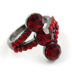  Red Trinity Crystal Ring   size 8 Jewelry