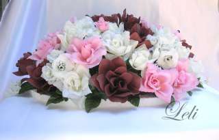 IVORY OPEN ROSES/ OPEN PINK, BROWN ROSES/ MINI ROSES/ BABYS BREATH 