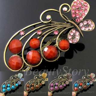   SHIPPING antiqued rhinestone crystals butterfly hair clamp clip  