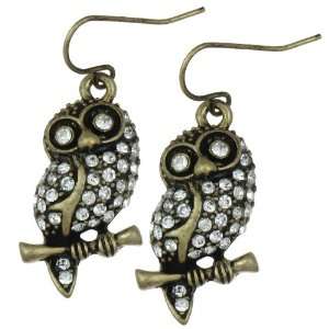  Capelli New York Metal Fish Hook Earring with Owl Covered 