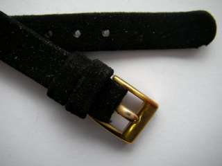 Marvin black suede leather watch band plated 9 mm  