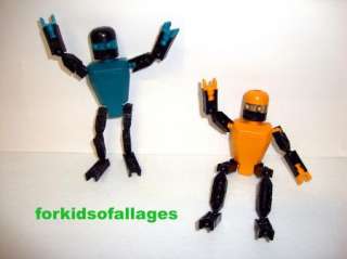 KNEX FIGURES LOT 2 Robot PEOPLE Men COMMANDERS Teal & Orange Gold 