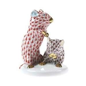  Herend Pair Of Hamsters Chocolate and Rust Fishnet