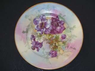 Charles Ahrenfeldt Limoges France Antique Purple Irises Plate Charger 
